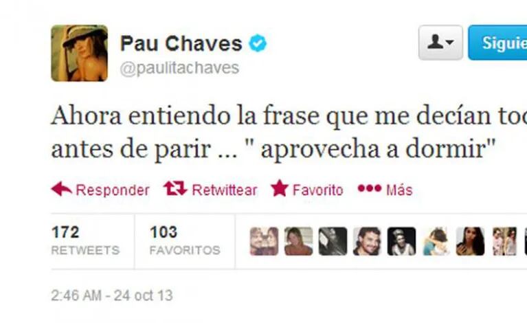 Paula Chaves y su desahogo tuitero (Foto: Twitter).