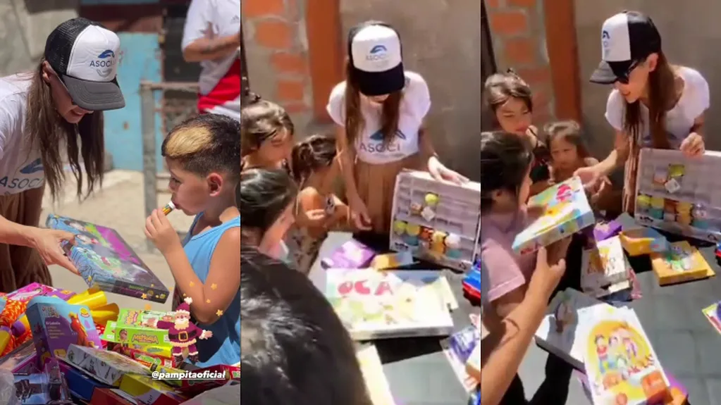 El dulce gesto de Pampita al entregar regalos en Fuerte Apache en Navidad: el tierno video junto a los niños