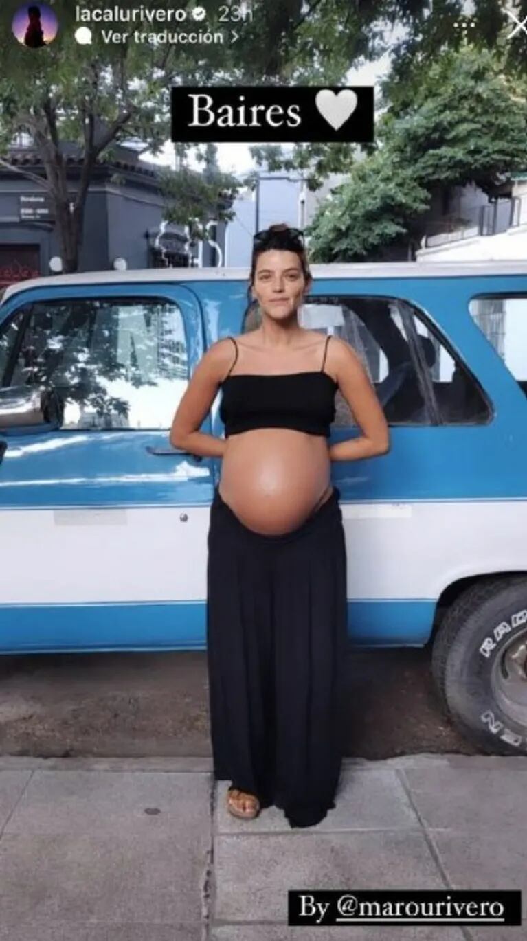 Calu Rivero mostró su súper panza de embarazada recién llegada a Buenos Aires: "Será argentino"