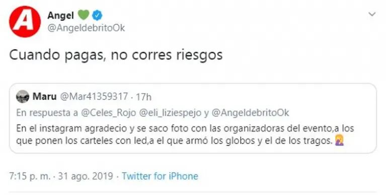 Filoso tweet de Ángel de Brito en medio del escándalo de China Suárez con la amiga de Pampita, Puli Demaría