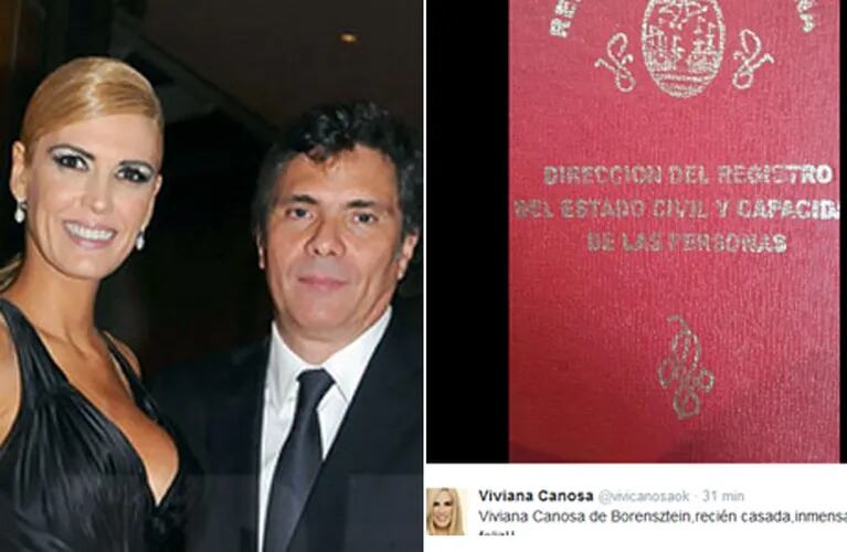 Viviana Canosa se casó con Alejandro Borensztein. (Fotos: Caras y Twitter)