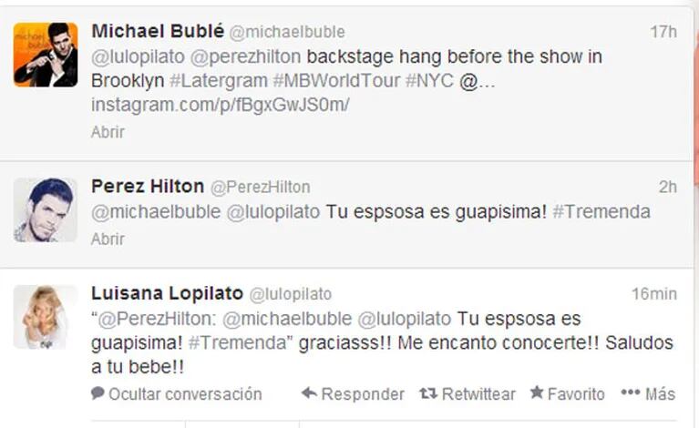 El simpático intercambio de tweets entre Luisana, Michael y Perez (Foto: Captura). 