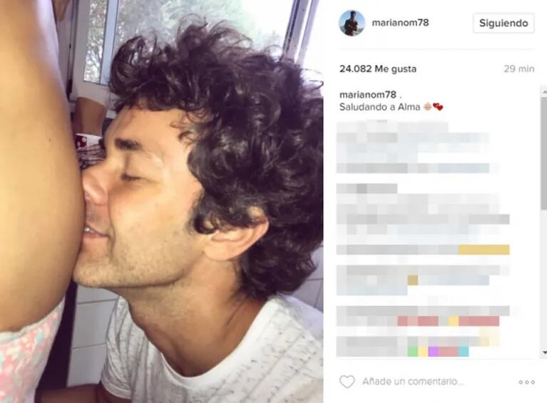 Mariano Martínez reveló el nombre de su beba en camino con una tierna foto: "Saludando a Alma"