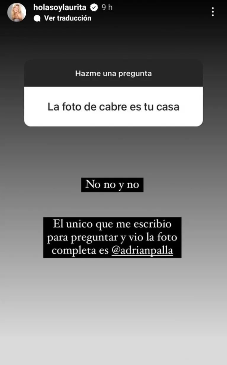 Laurita Fernández respondió contundente si las fotos de Nico Cabré son en su casa en medio de los rumores de reconciliación 