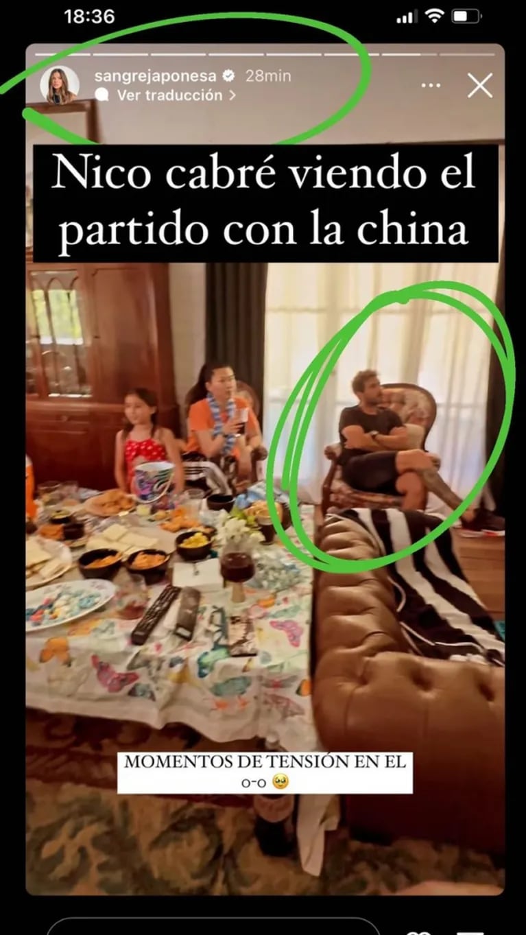 La China Suárez junto a Nicolás Cabré en el triunfo de Argentina frente a México: "Momentos de tensión"