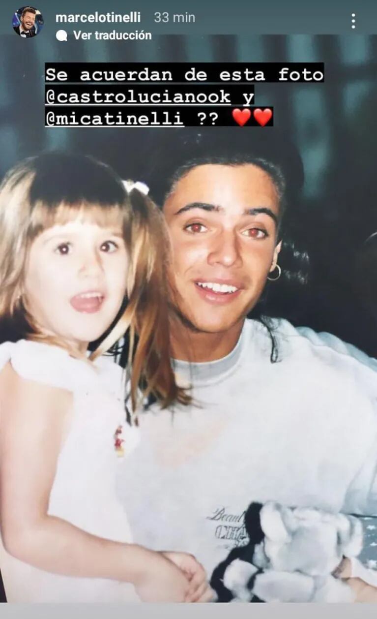 Marcelo Tinelli sorprendió al publicar una foto retro de su hija Mica con Luciano Castro en la época de Jugate Conmigo