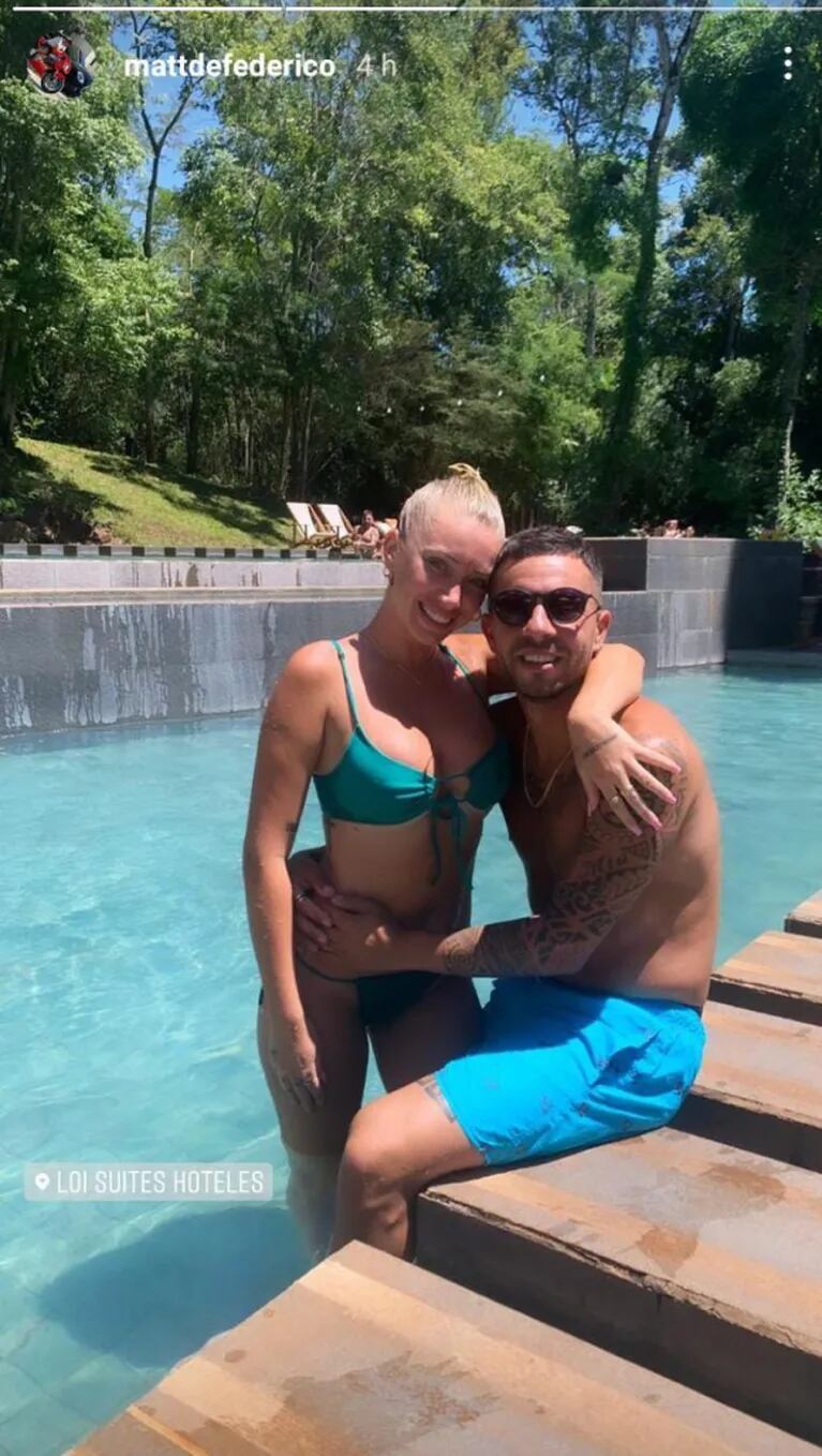 Matías Defederico compartió unas apasionadas vacaciones con su nueva novia en Iguazú: "Lo que robé"