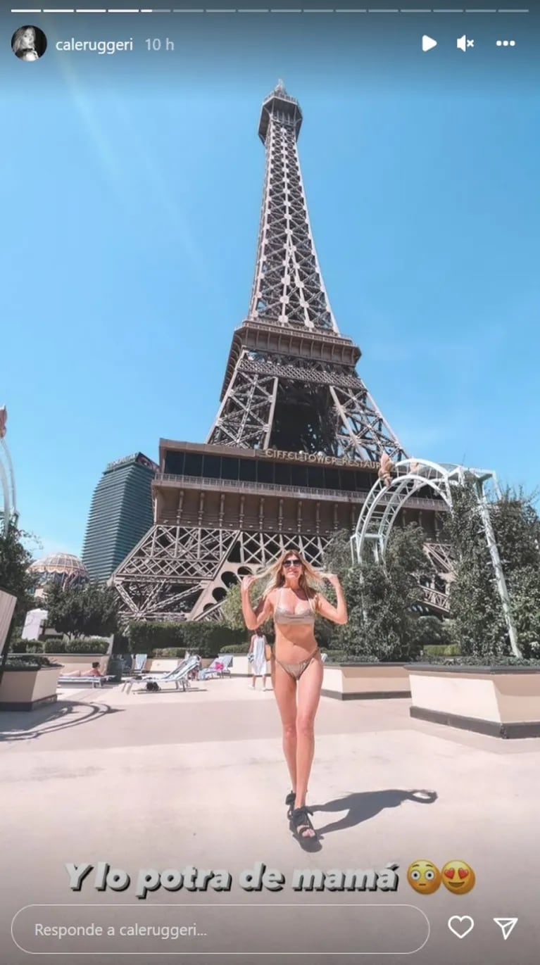 La esposa de Oscar Ruggeri lució una bikini metalizada en Las Vegas: "Lo potra que es"