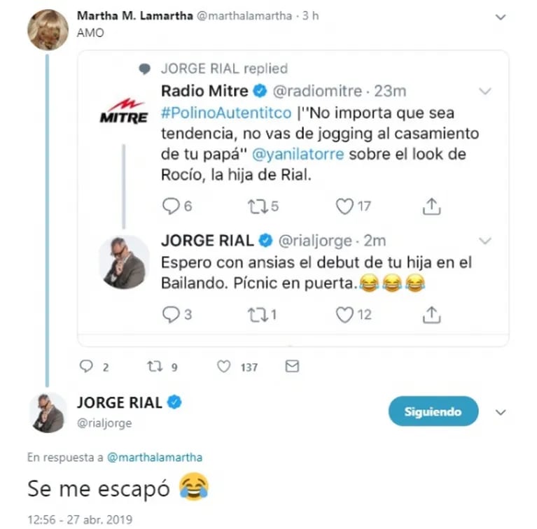 Jorge Rial salió al cruce de Yanina Latorre tras criticar el look que usó su hija Rocío en su boda