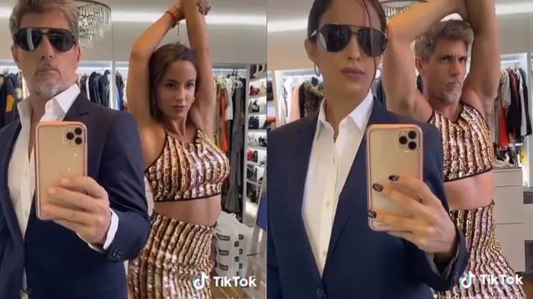 Lourdes Sánchez y el Chato Prada hicieron el divertido reto viral del momento: ¿A quién le queda mejor el traje?