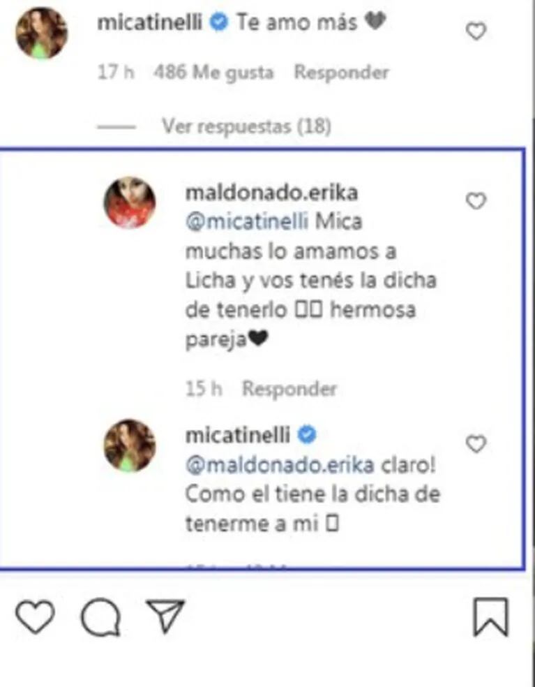 Mica Tinelli le respondió sin filtro a una mujer que le dijo que 'cuide' a Lisandro López: "Él tiene la dicha de tenerme a mí"