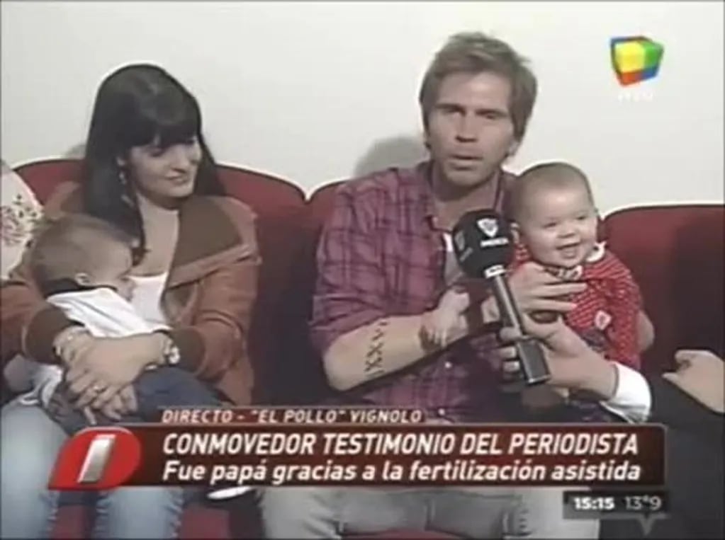 Sebastián  Pollo  Vignolo, antes de su primer Día del Padre presentó a sus mellizos en Intrusos
