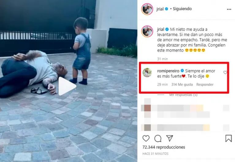 Tierno video de Rial junto a su nieto, con profunda autocrítica: "Tardé, pero me dejé abrazar por mi familia"