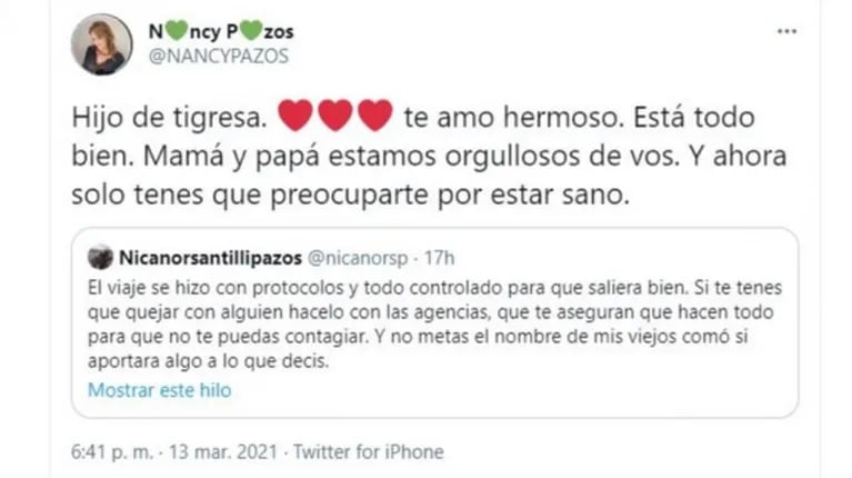 Polémica teoría de Nancy Pazos, después de que su hijo es uno de los egresados que volvió de México con coronavirus: "¿Ninguno da positivo allá?"