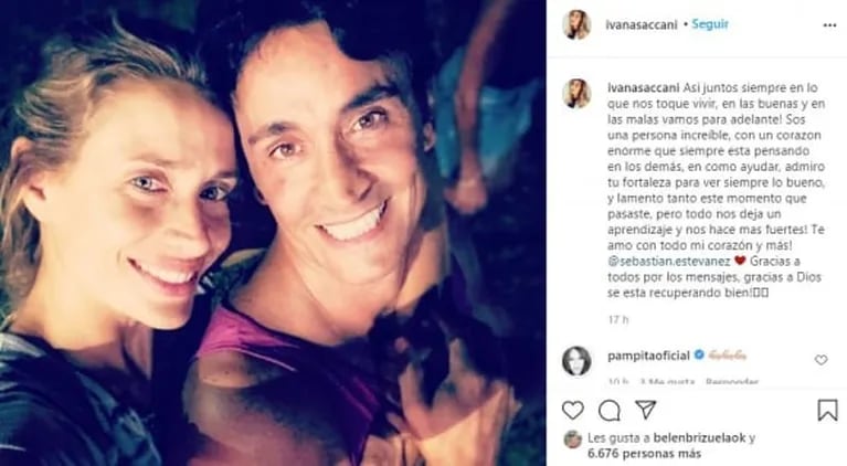 Conmovedor mensaje de Ivana Saccani a Sebastián Estevanez tras quemarse la cara: "Admiro tu fortaleza"