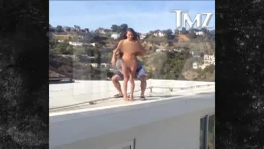 El video del millonario que tiró a la actriz porno (desnuda) desde una terraza a una pileta de lona