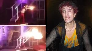 Pity Álvarez, detenido por lanzar llamaradas de fuego en pleno show. (Foto: Web y captura)