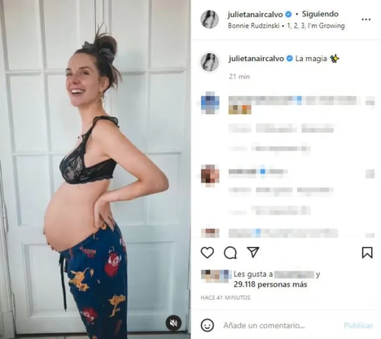 El dulce video de Julieta Nair Calvo mostrando todo su embarazo hasta los primeros días de vida de su bebé: "La magia"