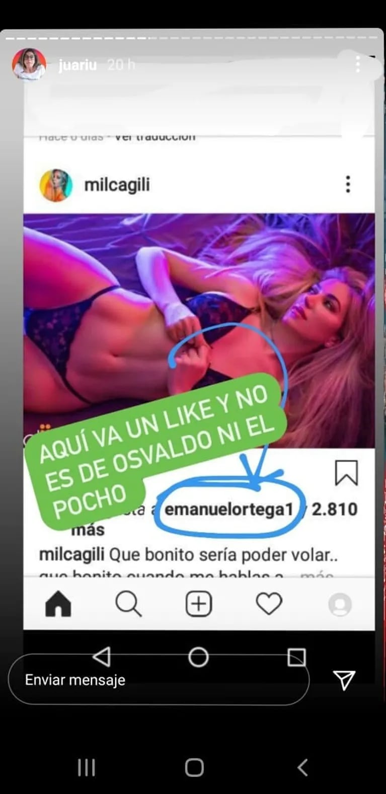 El intercambio sexy de likes de Emanuel Ortega con una bella modelo: el sugestivo "detalle" que descubrió Juariu
