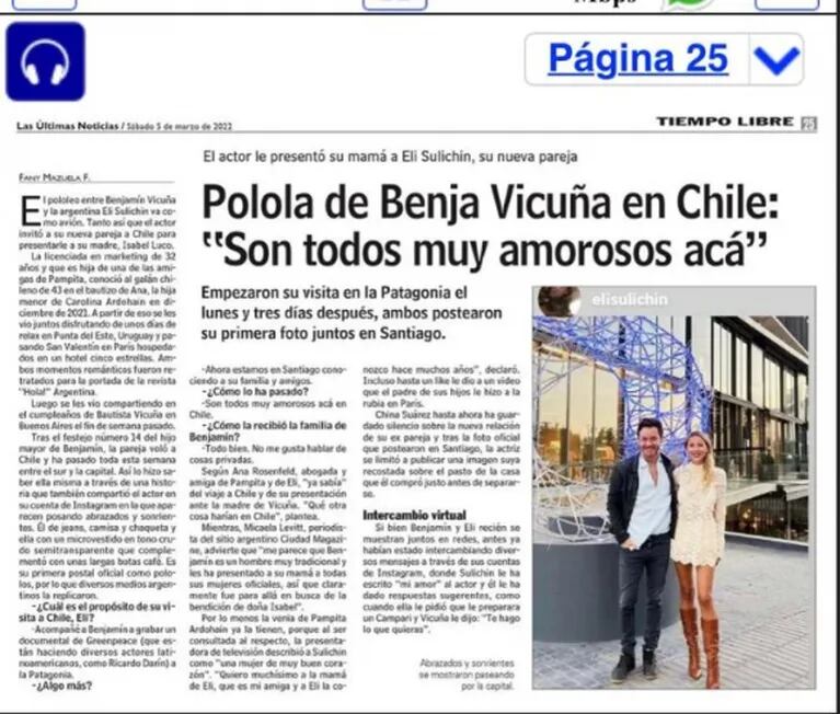 Eli Sulichin habló por primera vez de su noviazgo con Vicuña luego de conocer a su familia en Chile: "Son todos muy amorosos acá"