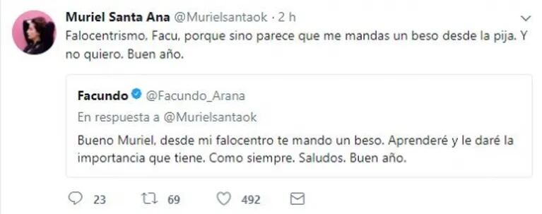 Muriel Santa Ana salió a cruzar a Facundo Arana en Twitter: la frase del actor sobre las mujeres que indignó a la actriz