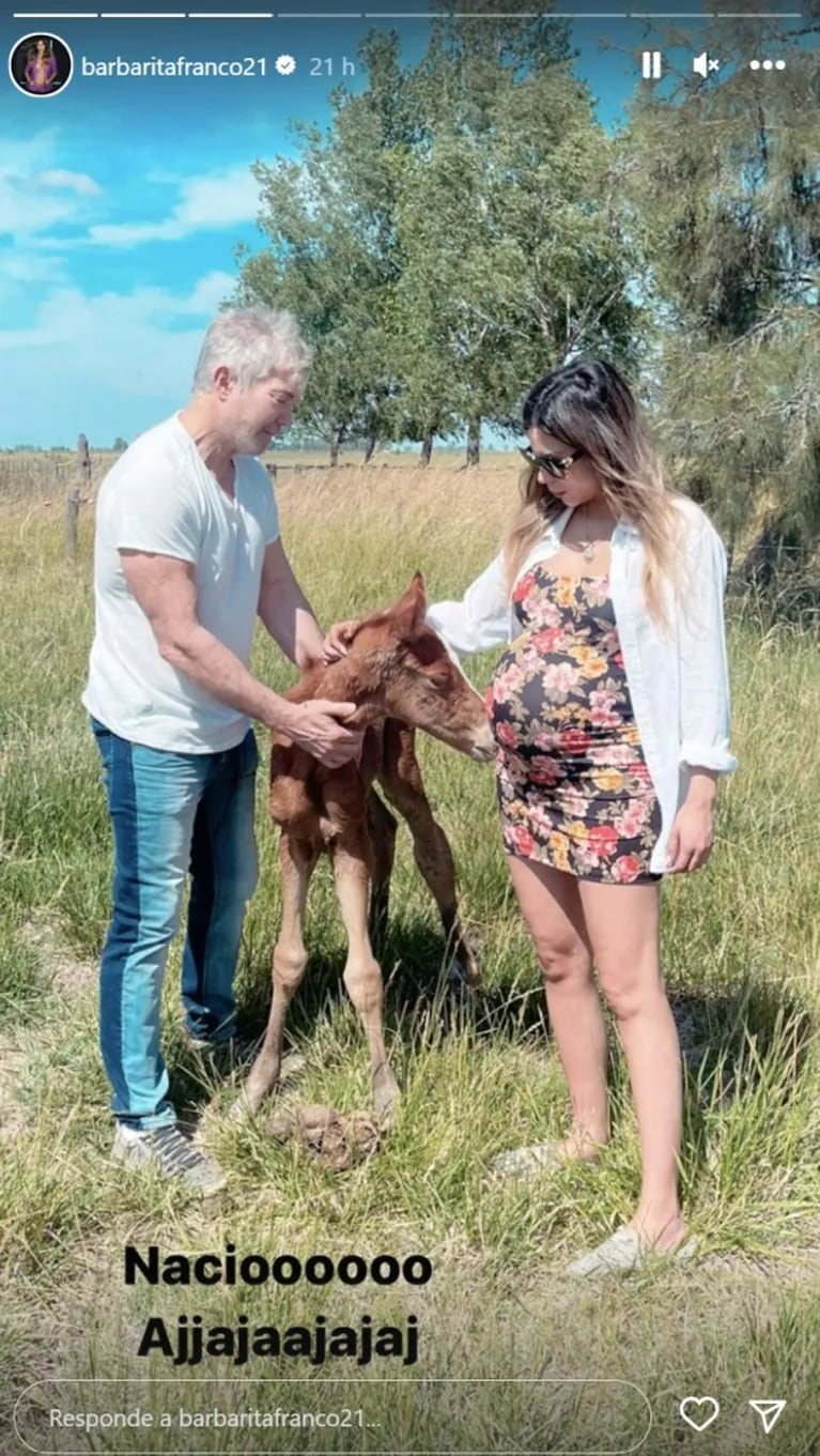 Barby Franco anunció que su yegua fue mamá y mostró al animalito recién nacido