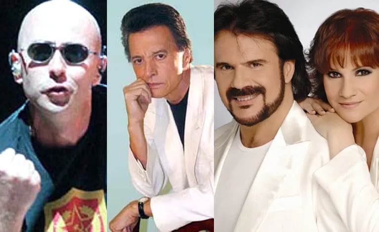 Indio Solari, Palito Ortega y Pimpinela, en el top 3 de los músicos más ricos de la Argentina. (Fotos: Web)