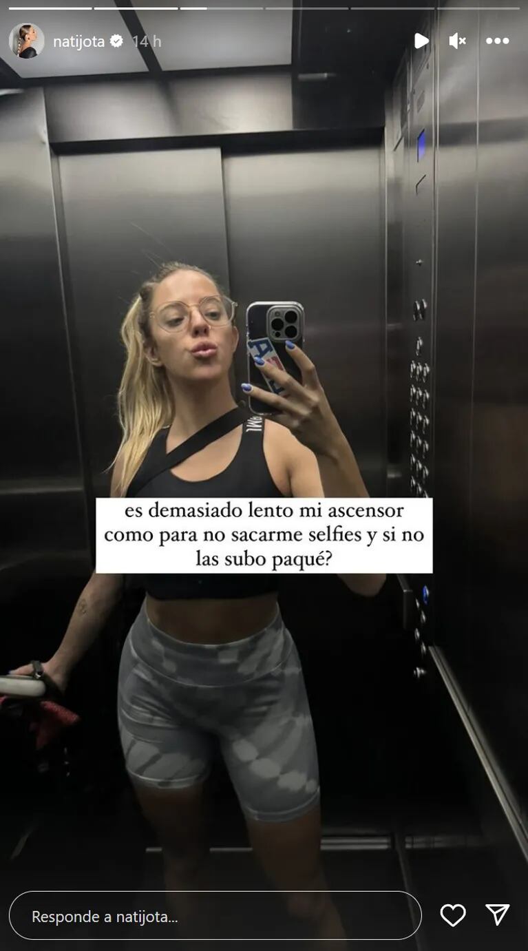 El insólito motivo por el que Nati Jota siempre se saca selfies en el ascensor de su edificio