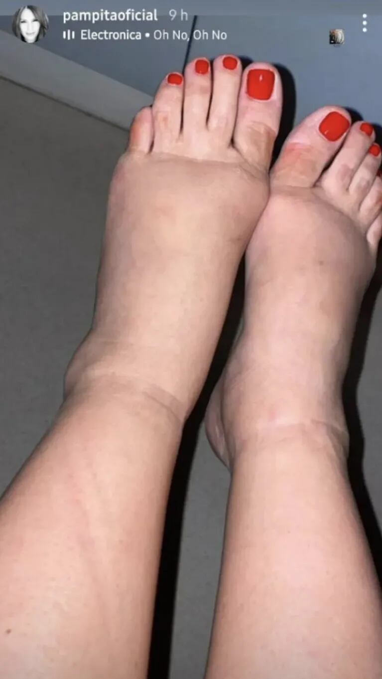 Pampita mostró cómo quedaron sus pies tras usar tacos en La Academia, en la recta final de su embarazo