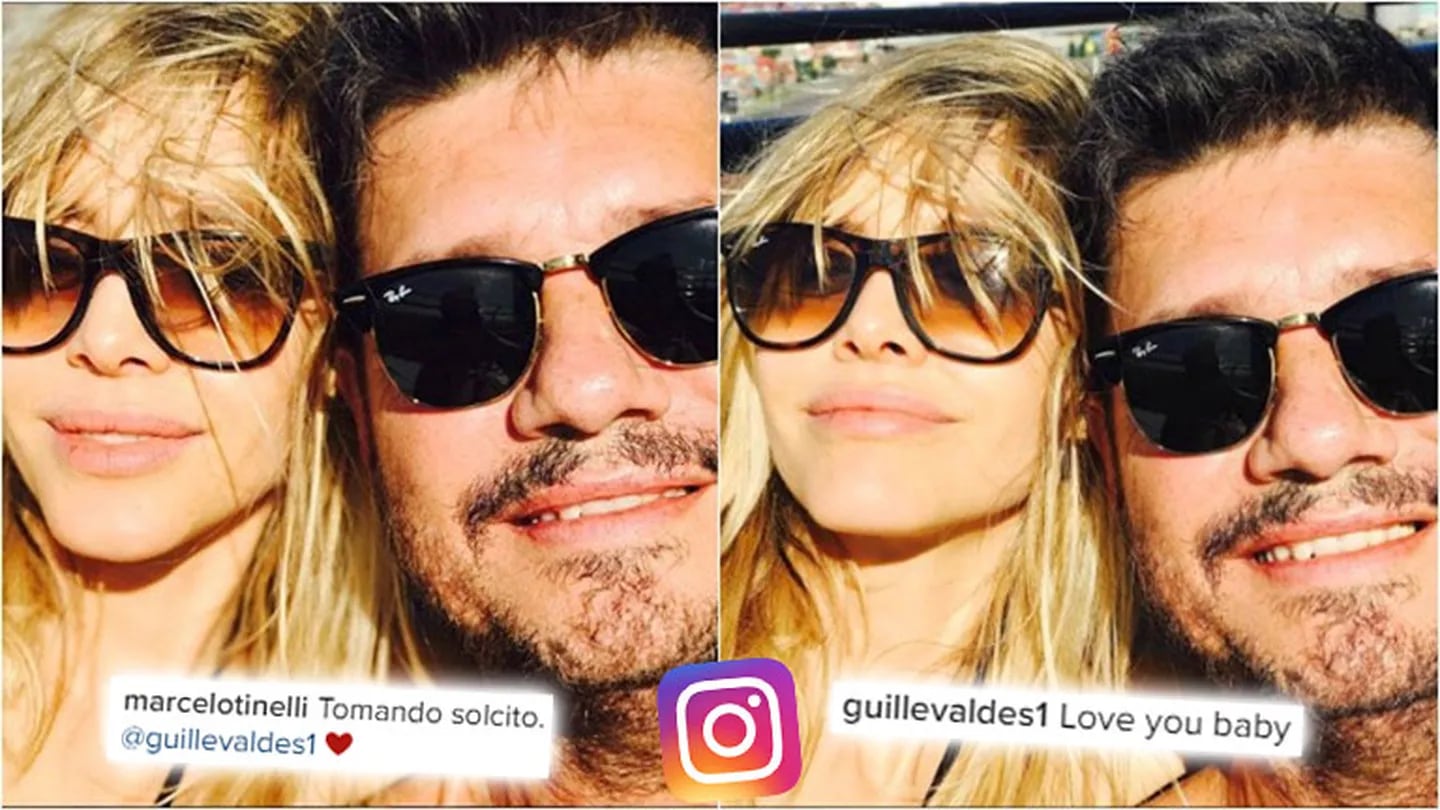 Las románticas selfies de Tinelli y Guillermina en su bienvenida adelantada al verano. (Foto: Instagram)