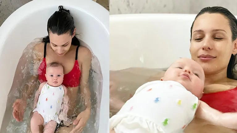Pampita compartió la secuencia de fotos más linda bañándose con su hijita, Ana.