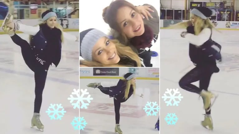 Evangelina Anderson la rompió en la pista de hielo: súper piruetas patinando en una salida de amigas con la Princesita Karina