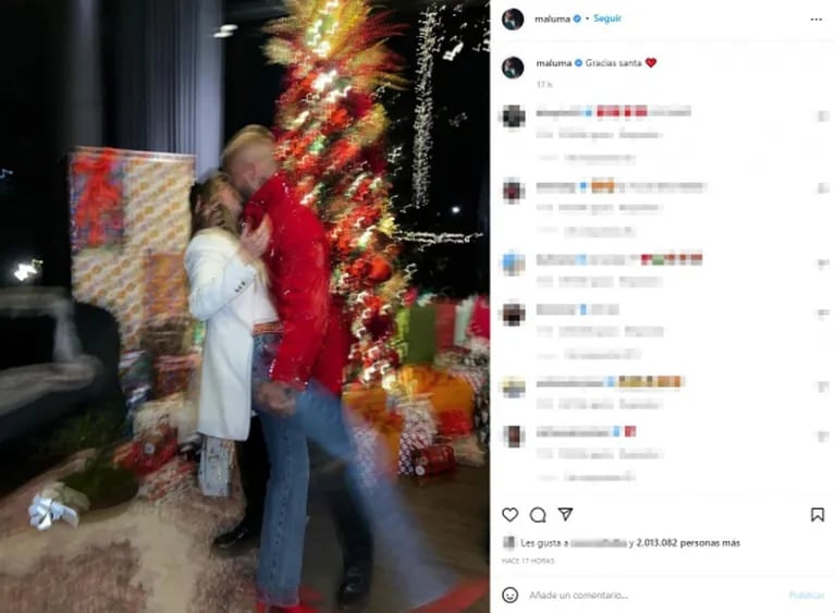 Maluma oficializó su romance con Susana Gómez en plena Nochebuena: "Gracias, Santa"