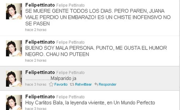 El polémico tweet de Felipe (Foto: Twitter). 
