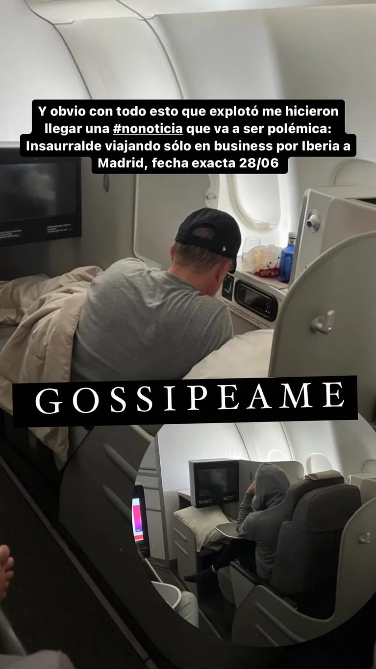 Las pruebas de que Insaurralde viajó a España en septiembre (Foto: Instagram @gossipeame)