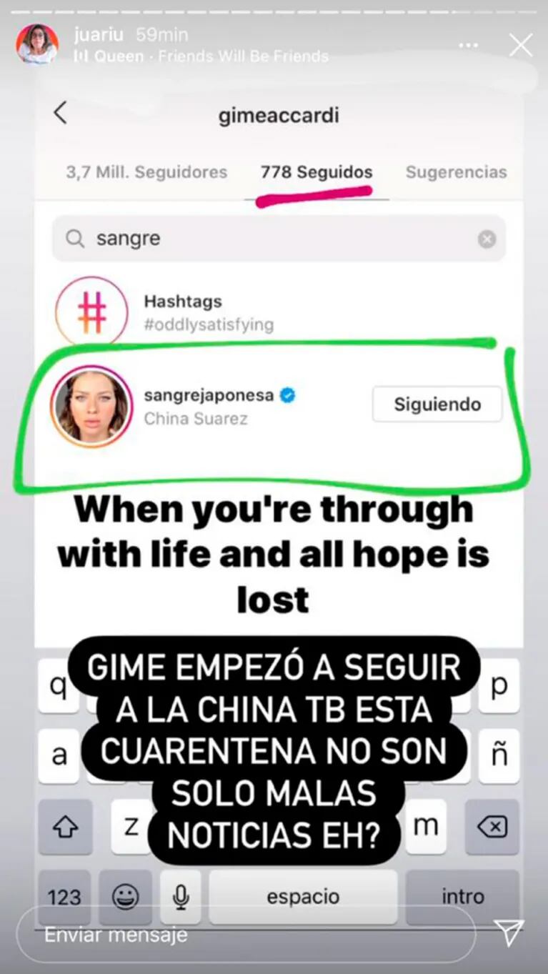 Sorpresivo gesto de Gimena Accardi hacia la China Suárez tras su fuerte distanciamiento: volvió a seguirla en Instagram