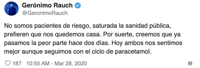 Gerónimo Rauch, ex integrante de Mambrú, tiene coronavirus: "Queremos concientizar a la gente de Argentina"
