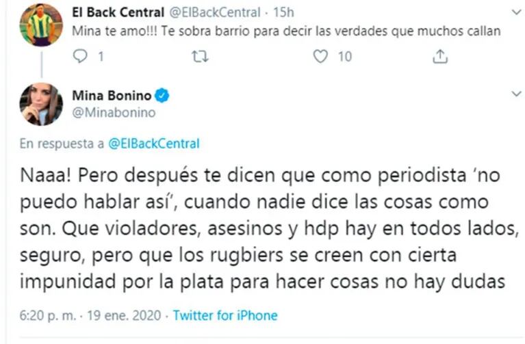 Furioso mensaje de Mina Bonino por el crimen del joven a manos de un grupo de rugbiers: "Chetitos, lo único que saben es violar y pegar"