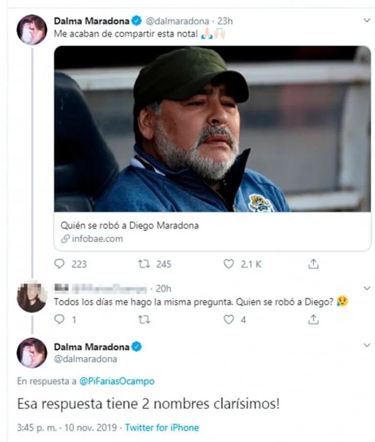 Dalma Maradona, implacable cuando le preguntaron quién se "robó" a Diego: "Esa respuesta tiene dos nombres clarísimos"