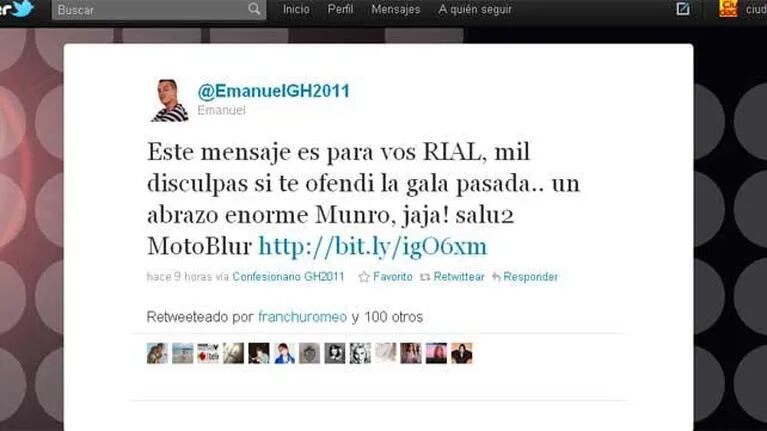 Gran Hermano: Emanuel se disculpó con Jorge Rial vía Twitter