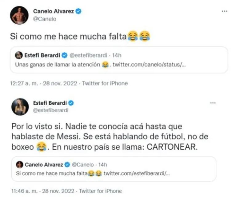 El cruce de Estefi Berardi y Canelo Álvarez por Lionel Messi: "Nadie te conocía"