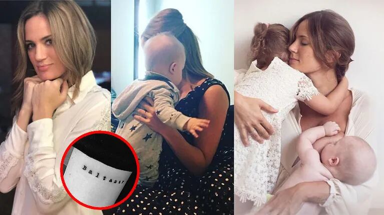 Paula Chaves se tatuó el nombre de su hijo. Foto: Instagram y Twitter.