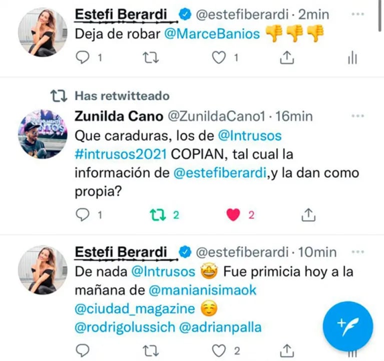 Estefanía Berardi cruzó fuerte a Marcela Baños por hablar del rumor de romance de China Suárez: "¡Dejá de robar!"