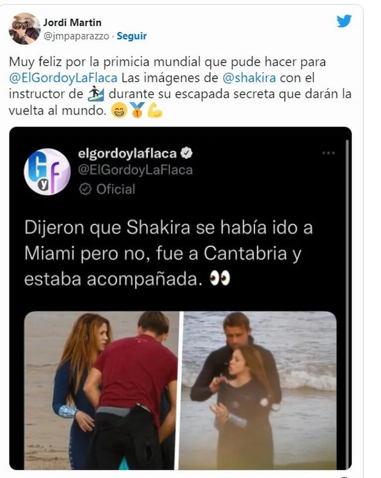 Shakira se fue con su rubio profesor de surf a la Cantabria