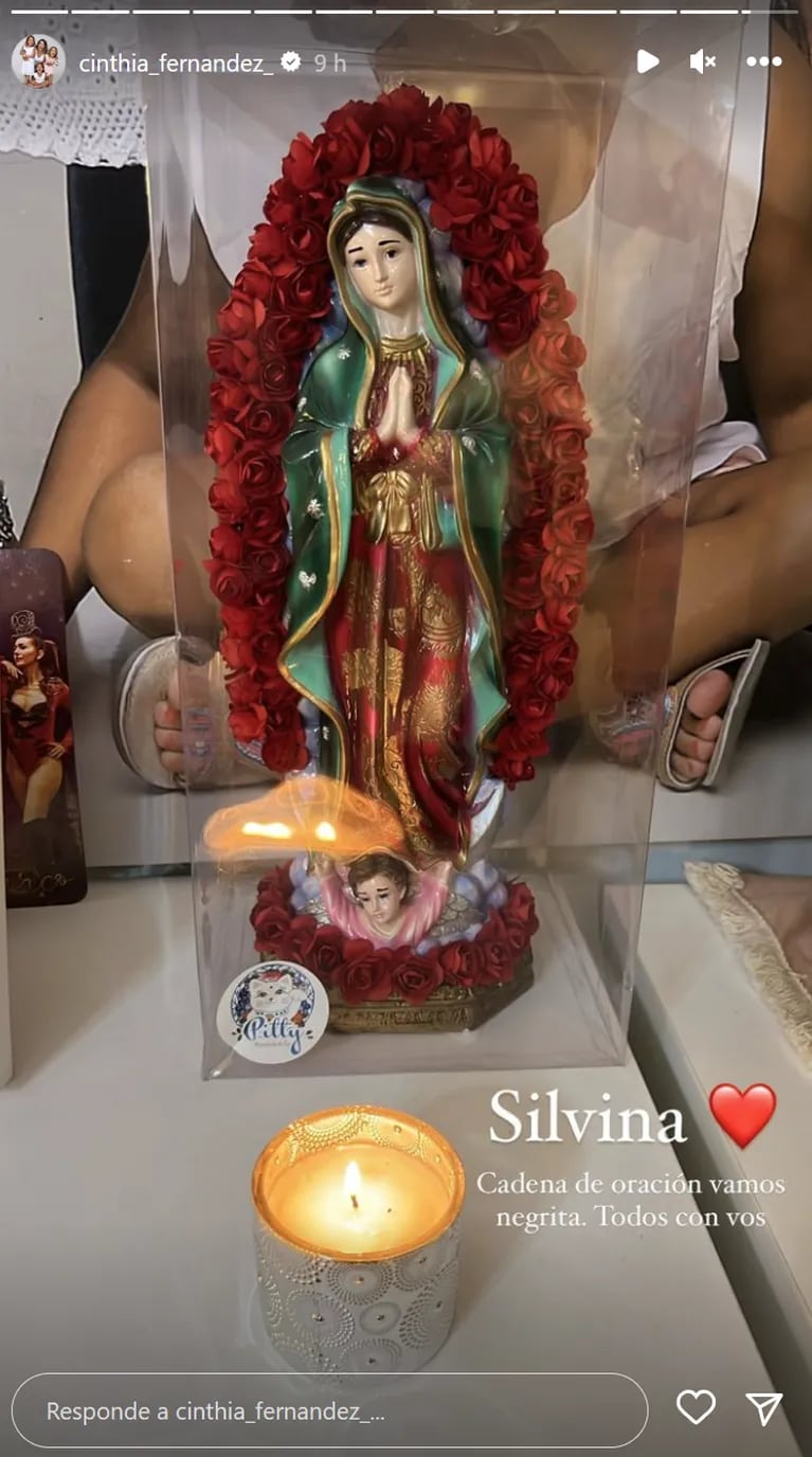 Cinthia Fernández mostró el altar que armó para rezar por Silvina Luna: “Vamos, negrita”