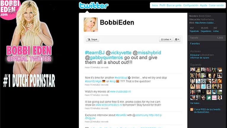 Bobbi Eden promete sexo oral para sus seguidores en Twitter