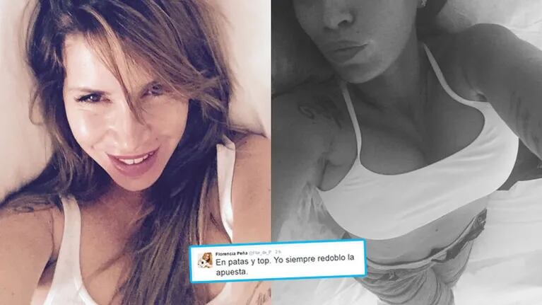 Florencia Peña publicó una pícara selfie en las redes (Fotos: Twitter).