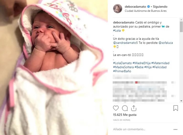 Débora D'Amato y el primer baño de Lola, a 3 semanas de su nacimiento: "Le encantó"