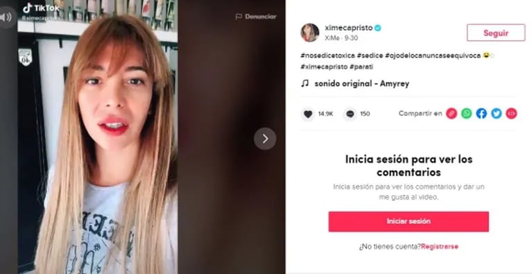 El picante TikTok de Ximena Capristo, en pleno escándalo con Gustavo Conti: "No se dice tóxica"