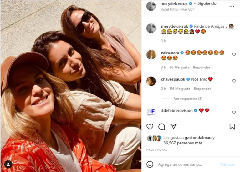 Paula Chaves, Zaira Nara y Mery del Cerro compartieron una salida juntas: "Finde de amigas"